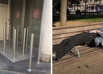 20 felvétel, mely bemutatja, hogy milyen embertelen módokon harcolnak a városok a hajléktalanokkal