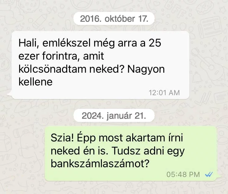 adósság, barátság, családi kapcsolatok, emberi kapcsolatok, humor, íratlan szabályok, kínos szituációk, kölcsön, pénz, pénzügyek, rokoni kapcsolatok, tartozás, vicces történetek, visszafizetés