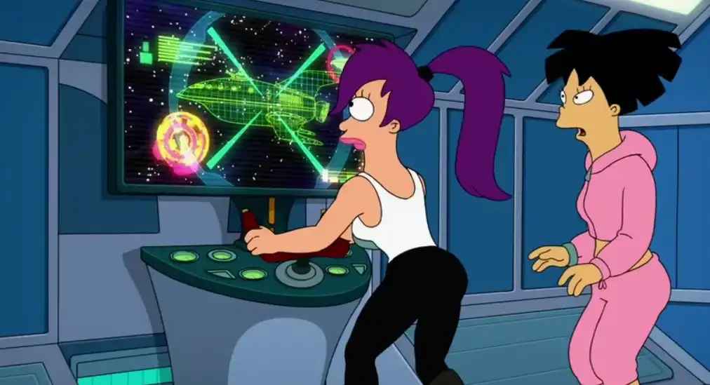 Futurama, kormánymű, navigáció, sci-fi, űrhajó, űrhajó irányítása, űrhajós, űrkutatás, űrrepülés, valóság vs fikció