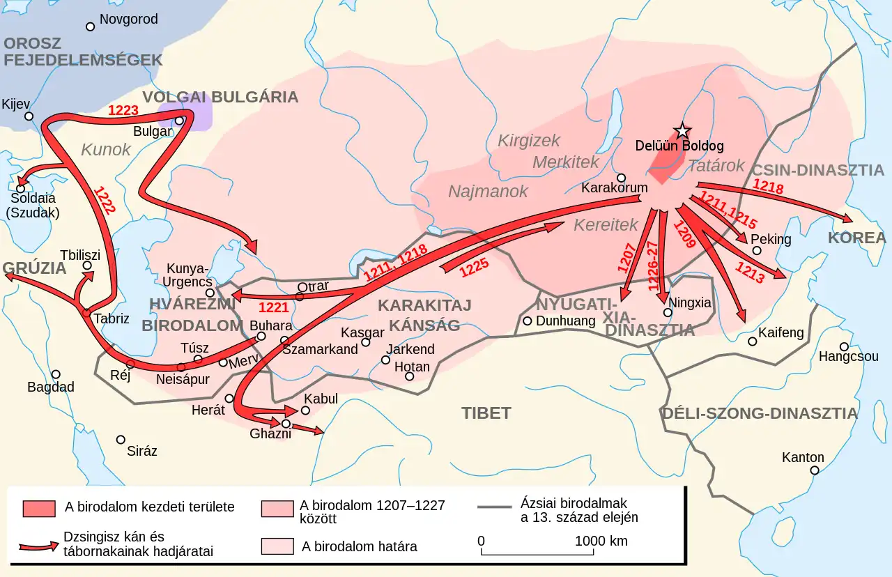 Arany Horda, birodalom, Dzsingisz kán, hódítás, Közép-Ázsia, Kubiláj kán, Mongol Birodalom, Oroszország, tatárok, történelem