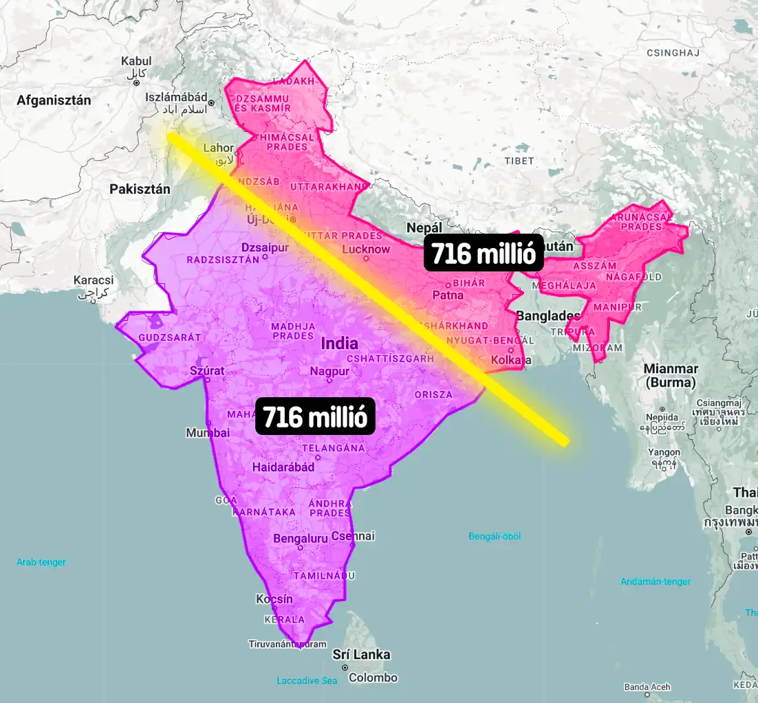 Dél-India, Észak-India, földrajzi tényezők, Himalája, India népessége, mezőgazdaság, népességeloszlás, népsűrűség, vízrajz