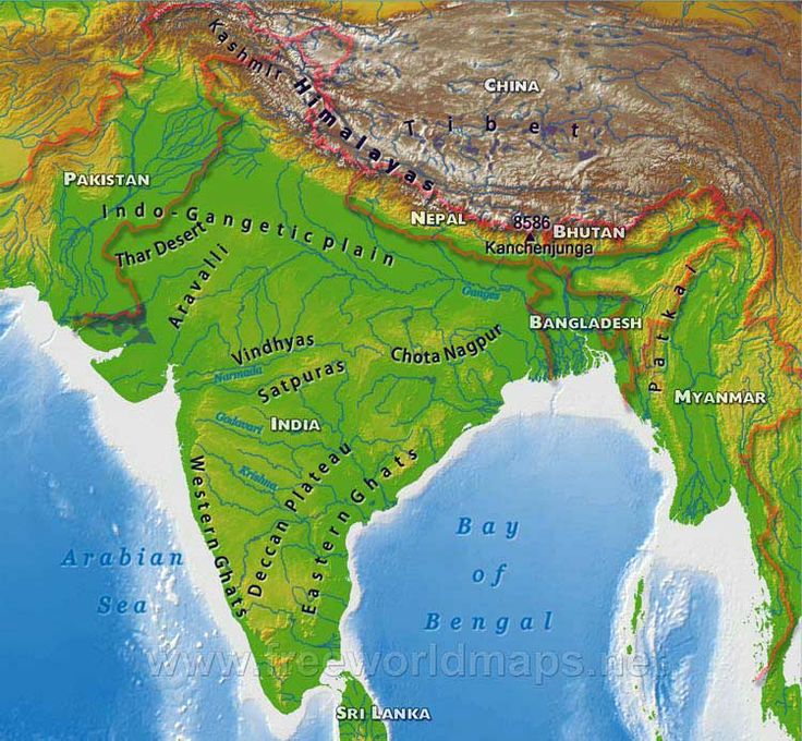 Dél-India, Észak-India, földrajzi tényezők, Himalája, India népessége, mezőgazdaság, népességeloszlás, népsűrűség, vízrajz