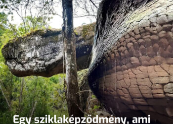 Egy sziklaképződmény, ami úgy néz ki, mint egy kővé dermedt gigantikus óriáskígyó