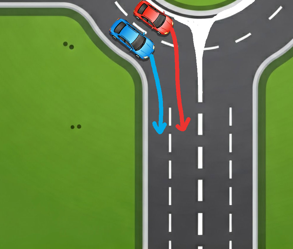 balesetveszély, elsőbbségadás, jelzőtáblák, kihajtás, körforgalom, közlekedési szabályok, kresz, sávok, vezetés