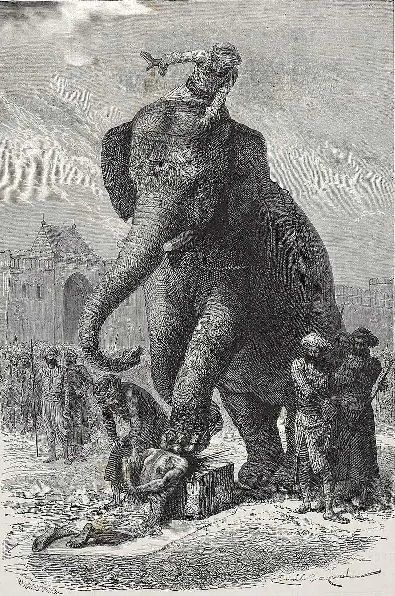 Ázsia, büntetés, elefántok, érdekesség, hatalom, india, kínzás, kivégzés, Kultúra, történelem